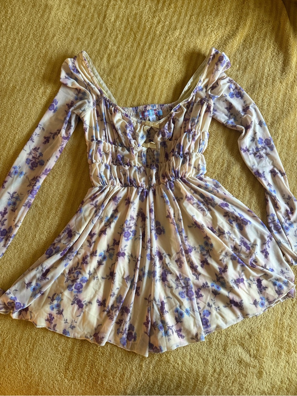 Urban Outfitters Cream Romper with Lavender Floral Print